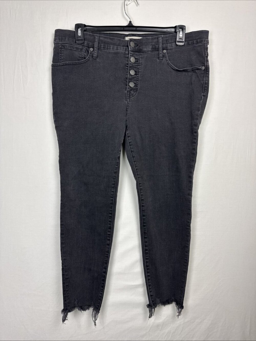 Madewell High Rise Skinny Black Button Fly Jeans Women's 37x25 (tag 34P) stretch
